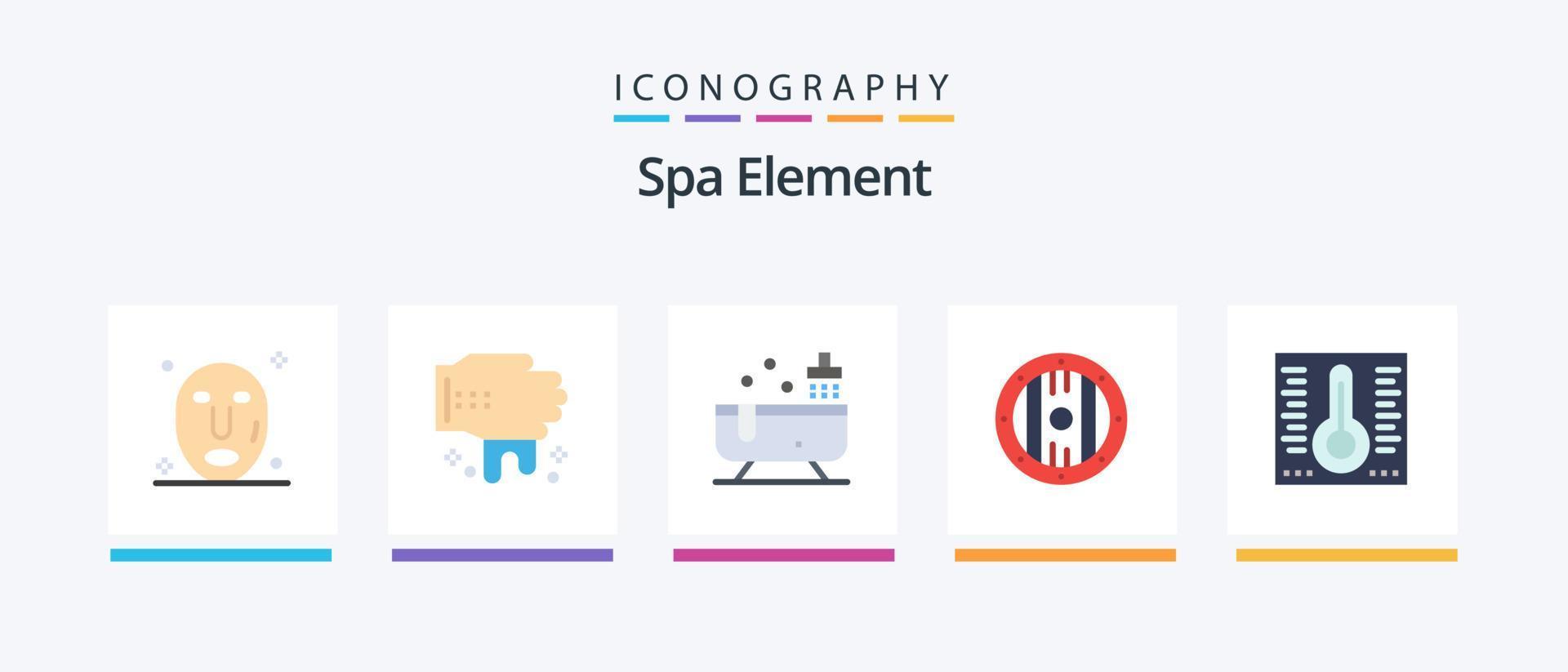 Spa Element Flat 5 Icon Pack Including . temperature. shower. mercury. shield. Creative Icons Design vector