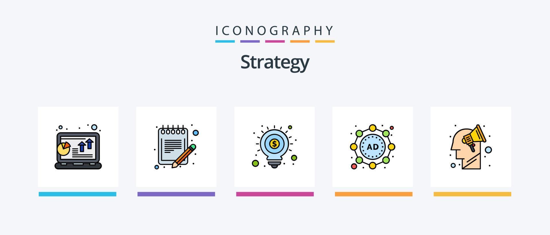 Strategy Line Filled 5 Icon Pack Including case. bag. strategy solution. analysis. business. Creative Icons Design vector