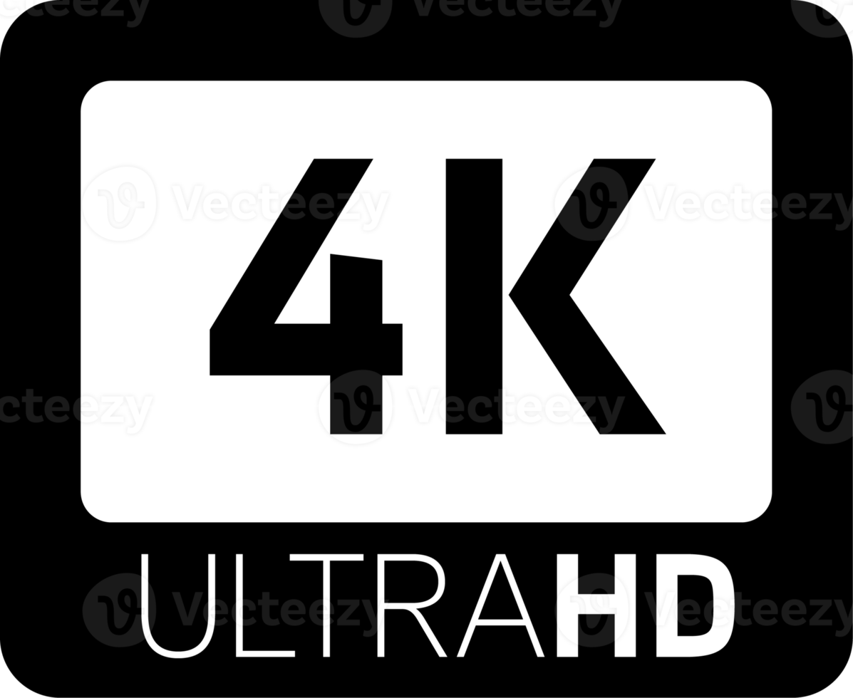 video qualità o risoluzione icone nel 4k. video schermo tecnologia. png
