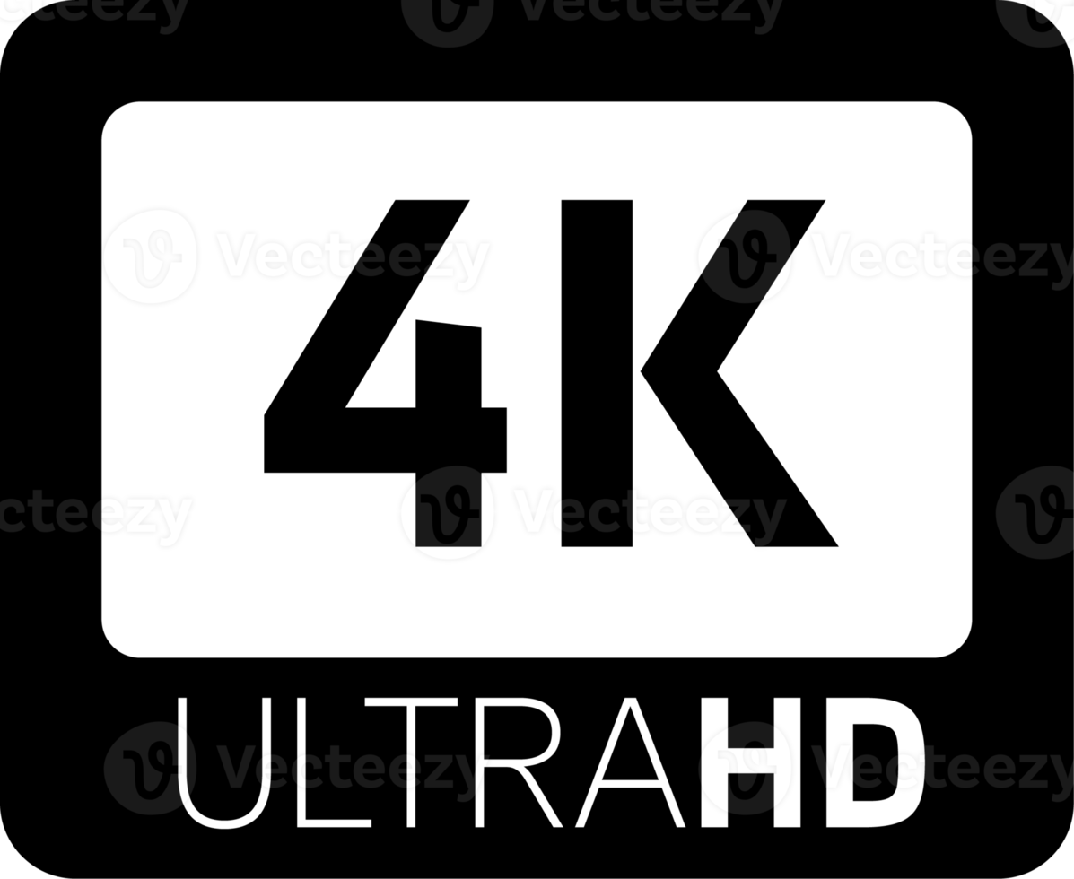 Videoqualitäts- oder Auflösungssymbole in 4k. Videobildschirm-Technologie. png