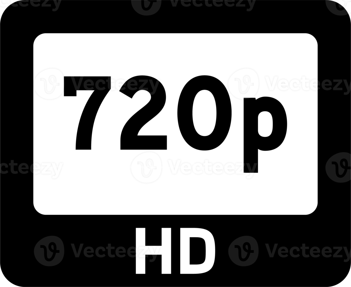 video kwaliteit of resolutie pictogrammen in 720p. video scherm technologie. png