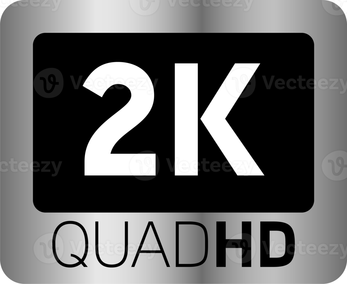 Silver video quality or resolution icons in 2k. Video screen technology. png