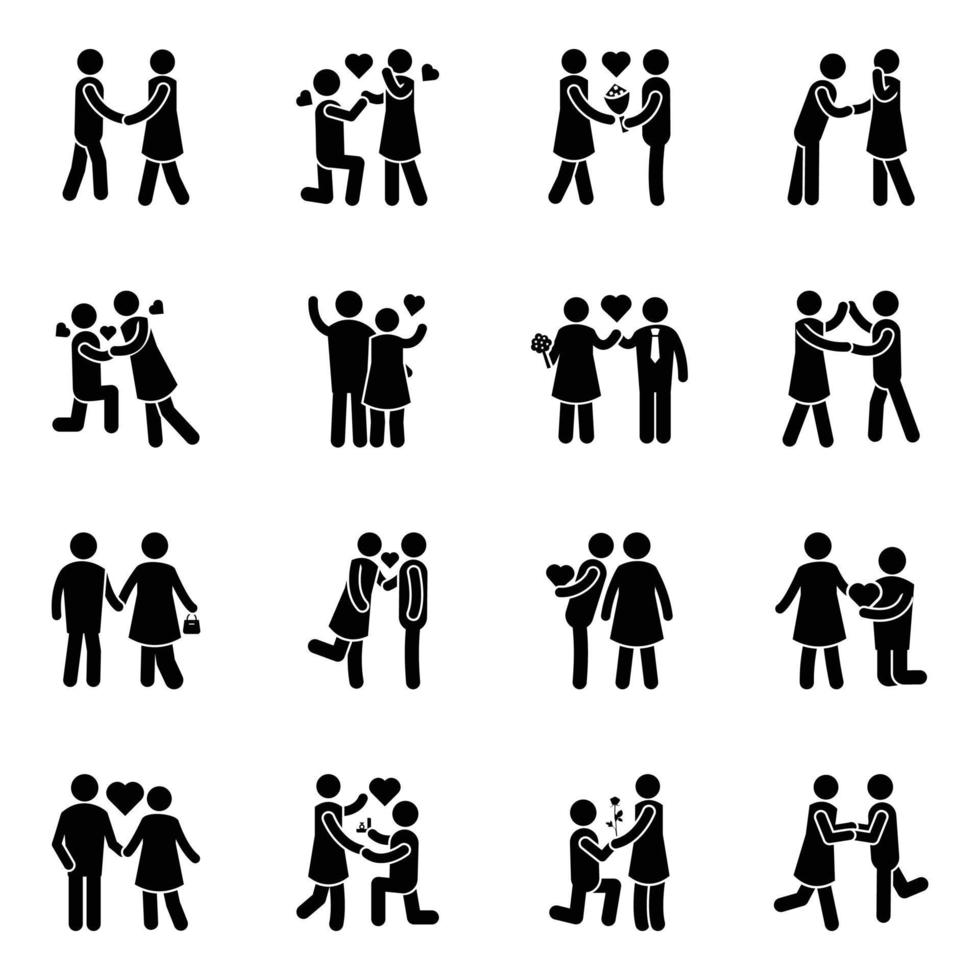 Pack of Couples Glyph Vector Icons