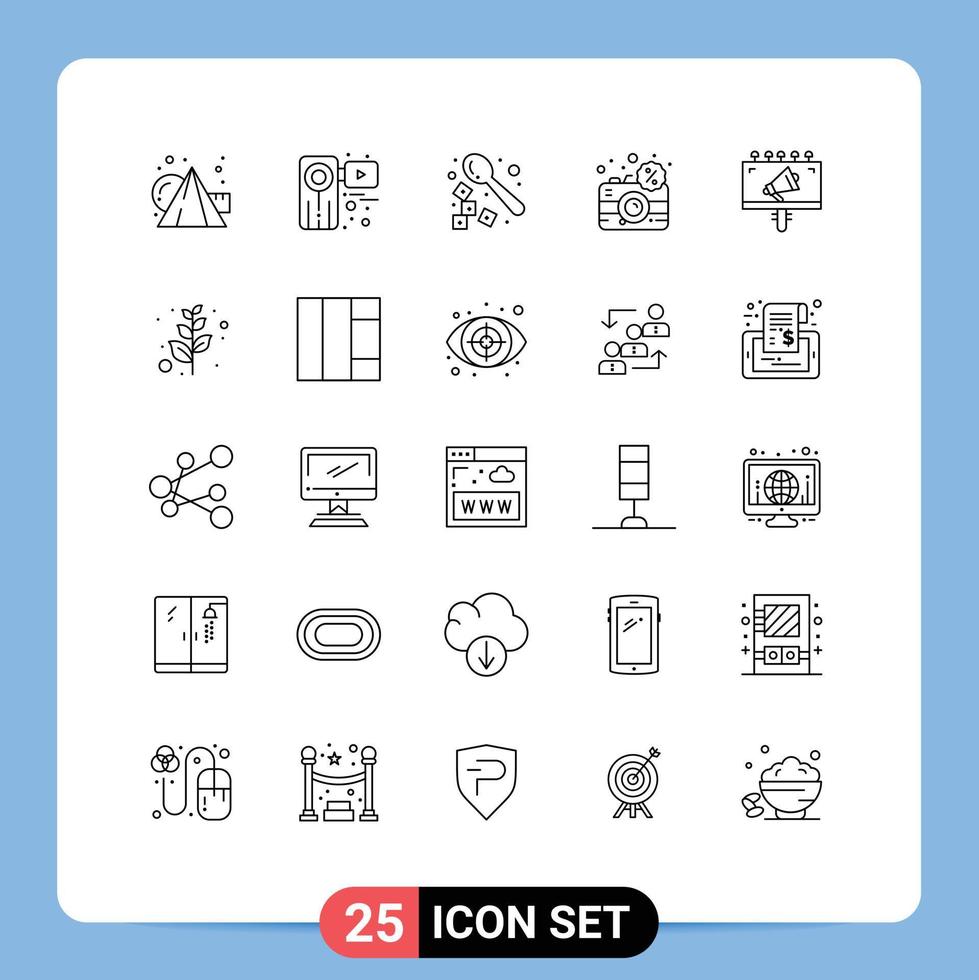 25 Creative Icons Modern Signs and Symbols of electronic discount film digital spoon Editable Vector Design Elements