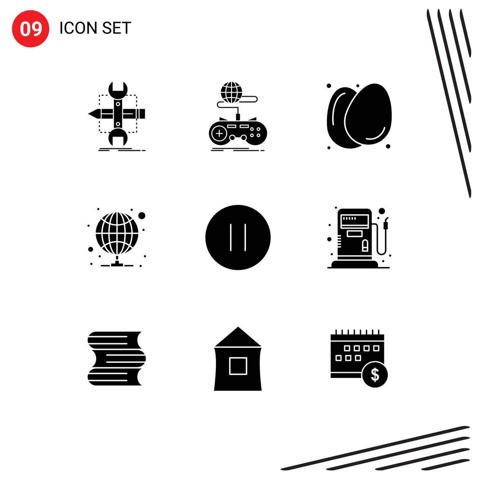 Modern Set of 9 Solid Glyphs and symbols such as server internet multiplayer hosting food Editable Vector Design Elements