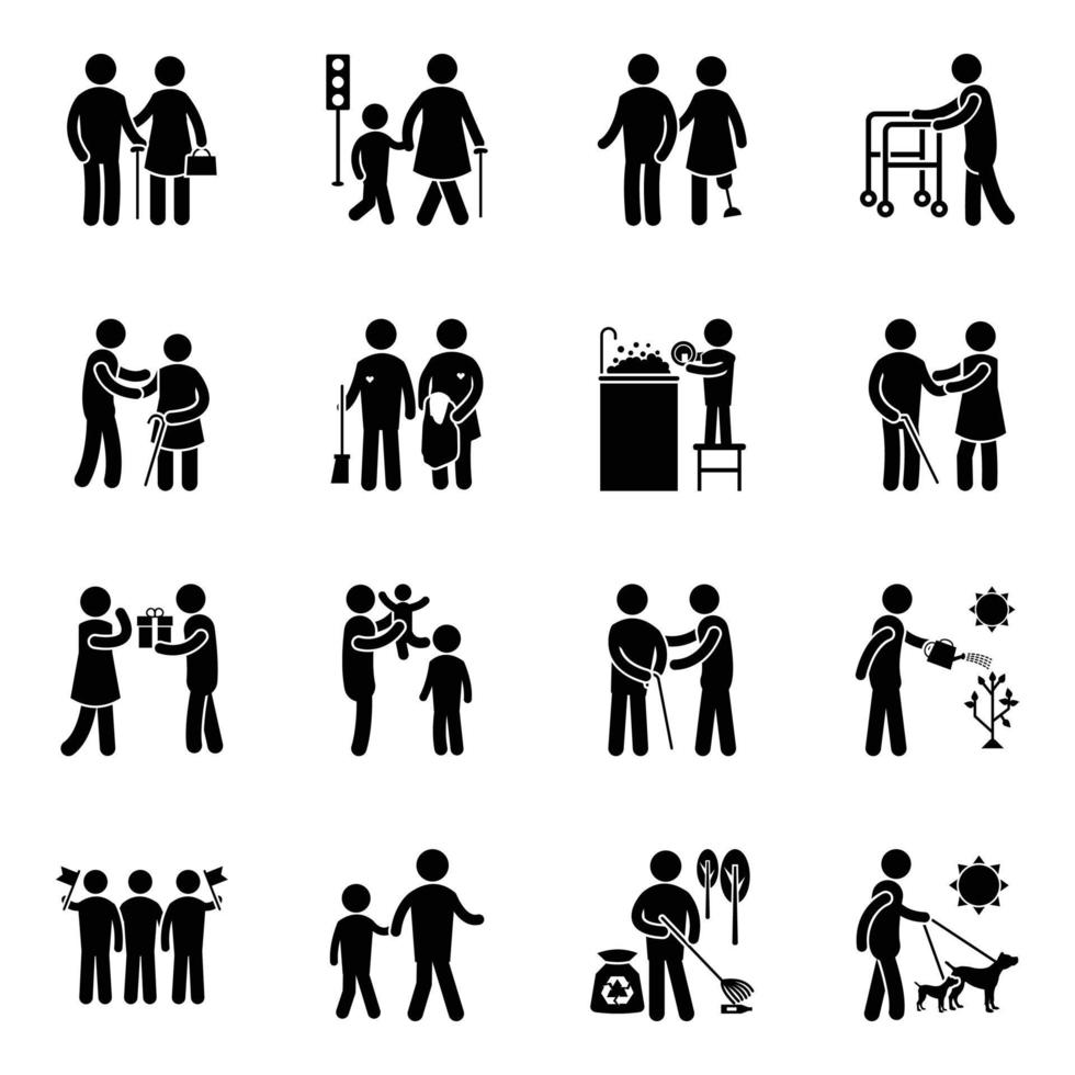 Community Helping People Pictogram Icons vector