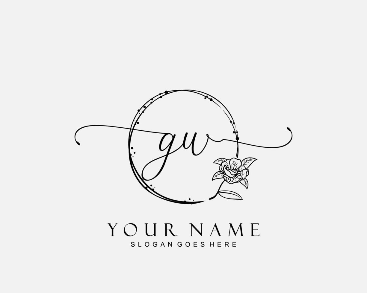 Initial GW beauty monogram and elegant logo design, handwriting logo of initial signature, wedding, fashion, floral and botanical with creative template. vector