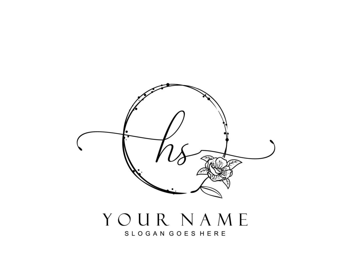 Initial HS beauty monogram and elegant logo design, handwriting logo of initial signature, wedding, fashion, floral and botanical with creative template. vector