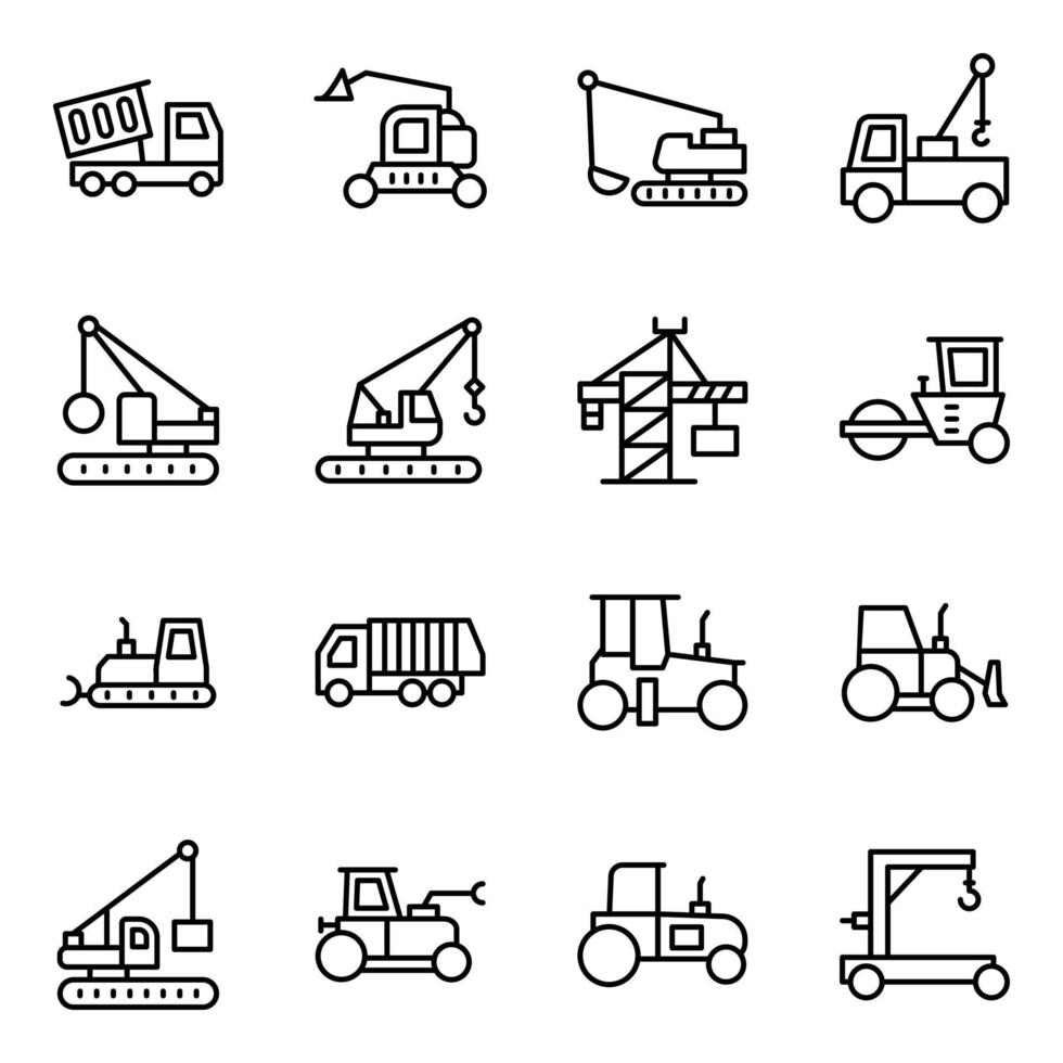 Crane and Lifting Machine Icons vector