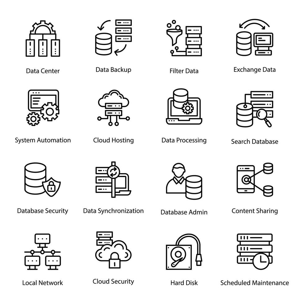 paquete de iconos de vector de base de datos