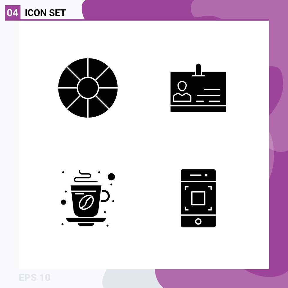4 Creative Icons Modern Signs and Symbols of holiday tea id badge hot Editable Vector Design Elements