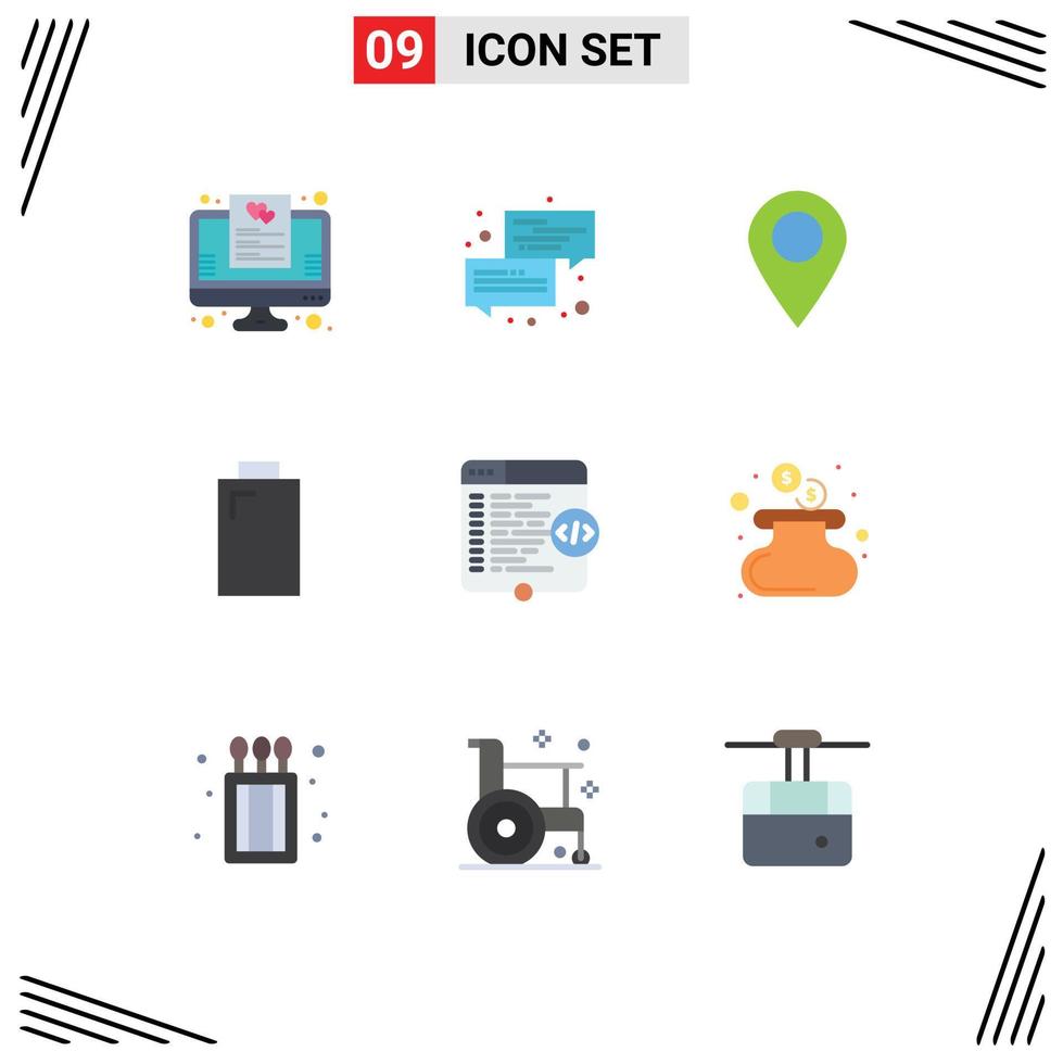 9 Creative Icons Modern Signs and Symbols of html power chat electric pin Editable Vector Design Elements