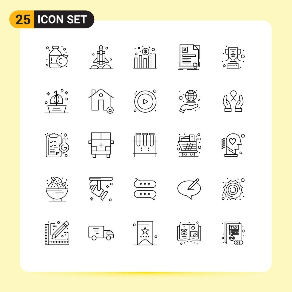 Universal Icon Symbols Group of 25 Modern Lines of achievement agreement chart business contract Editable Vector Design Elements