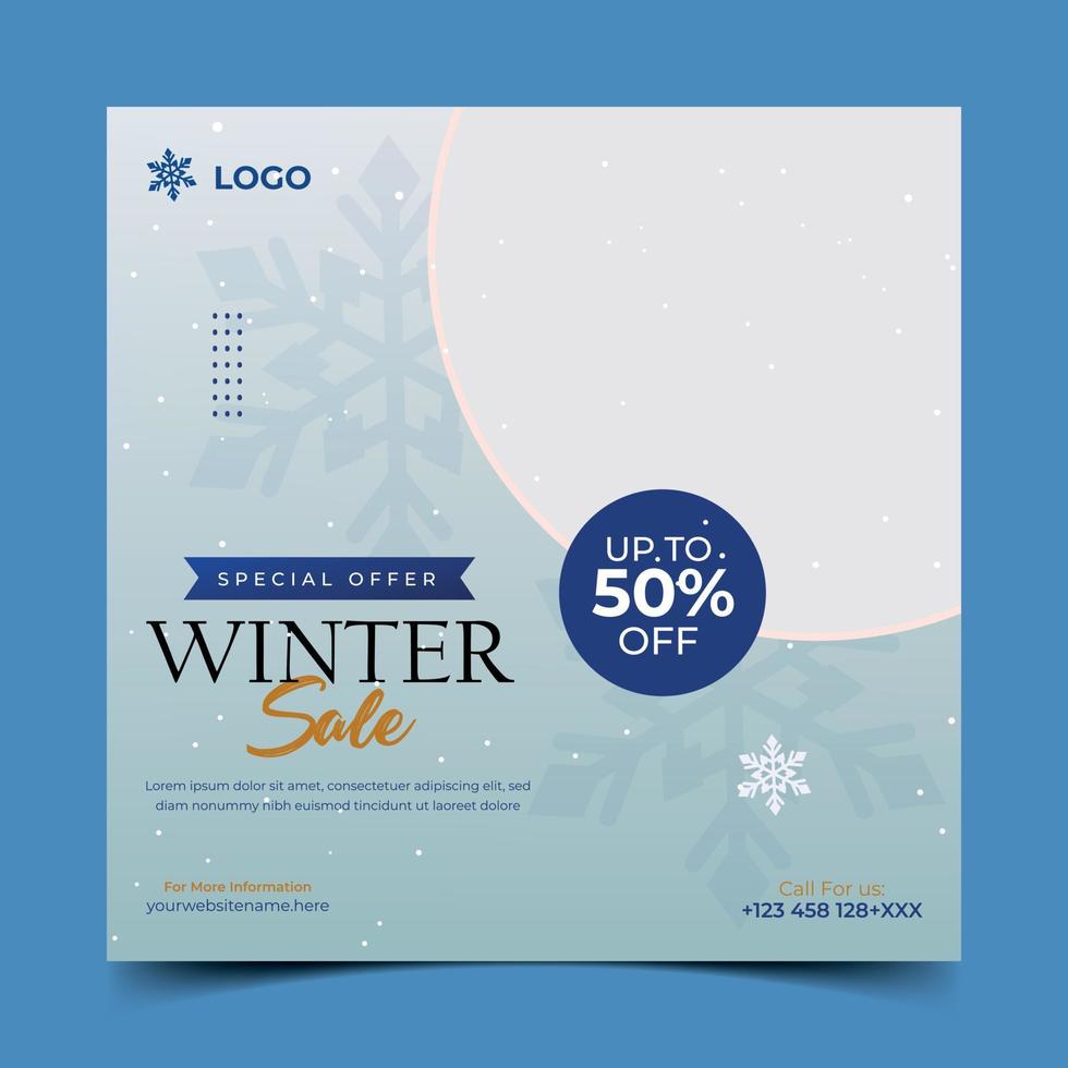 winter social media post.Creative premium winter sale social media post template design concept. online banner promotion. ads web banner design vector