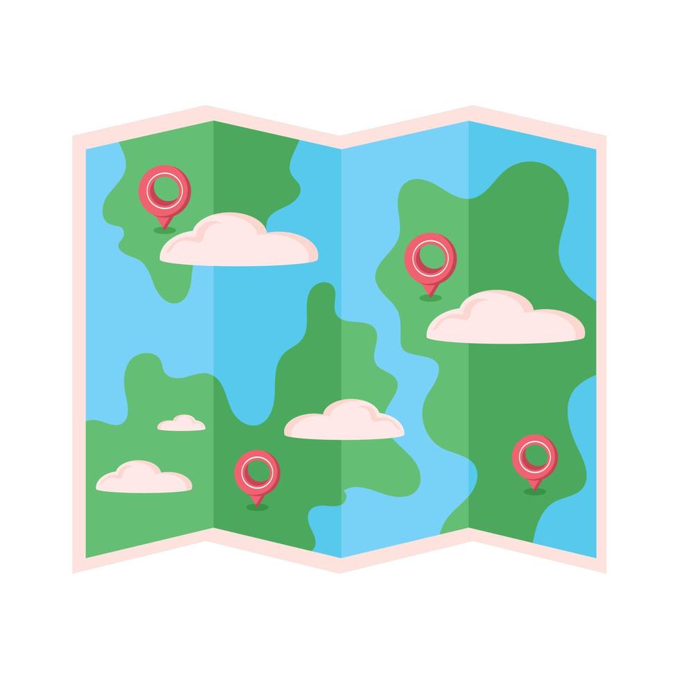 pins locations in paper map vector