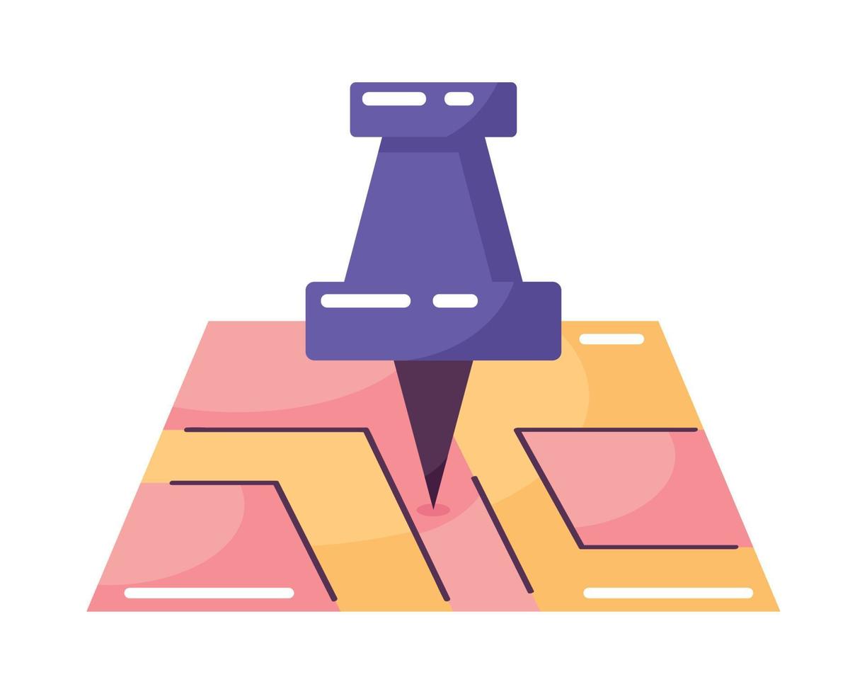 attach pin in paper map vector