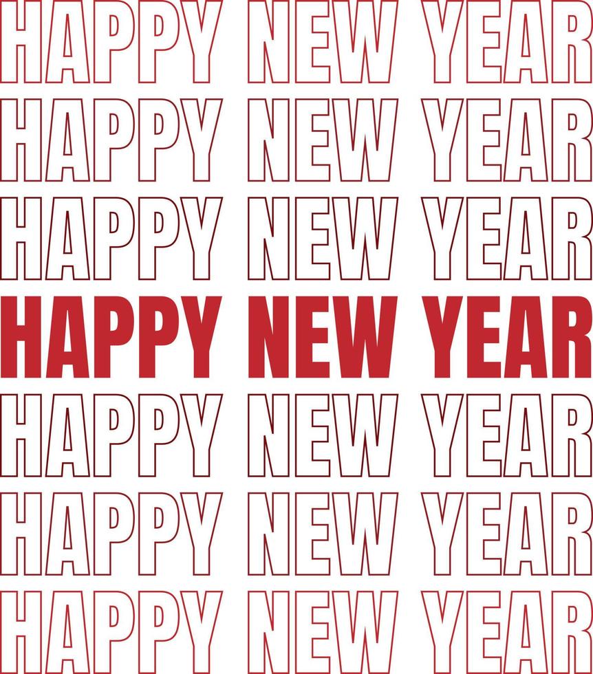 Happy new year fill and outlines, Happy  new year  in trendy style of filled and outline text vector