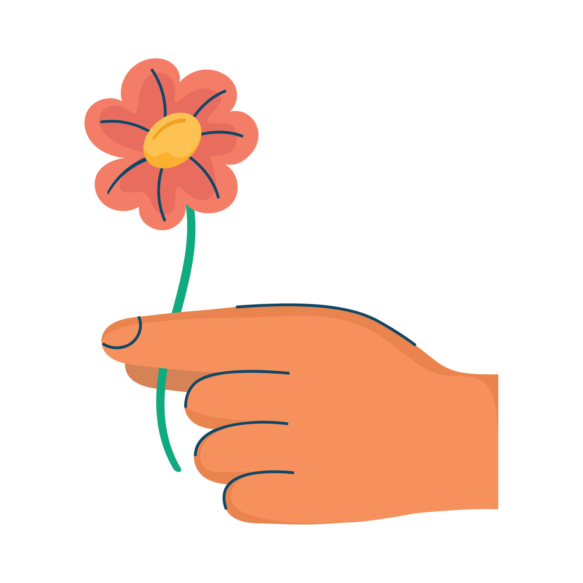 hand human with flower 16762662 Vector Art at Vecteezy