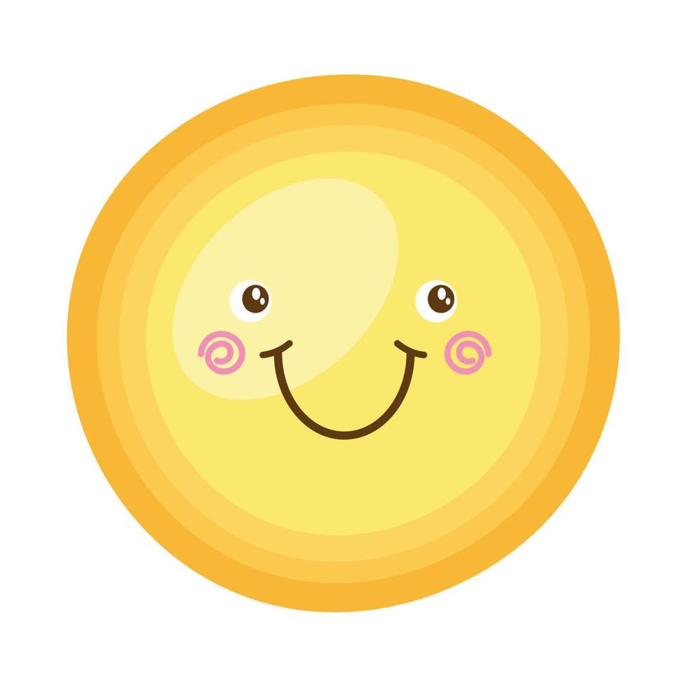 sun emoticon kawaii vector