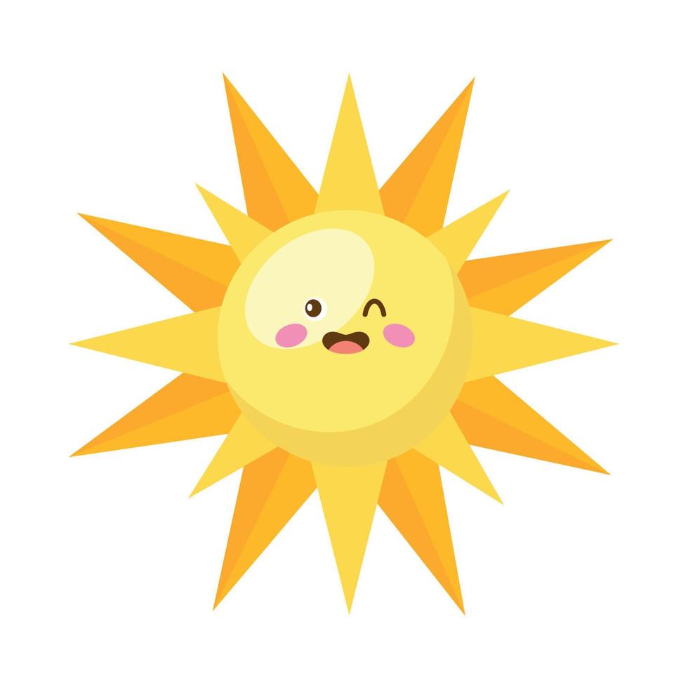 sol con rayos kawaii vector