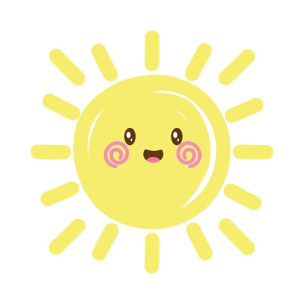 smiling sun kawaii vector