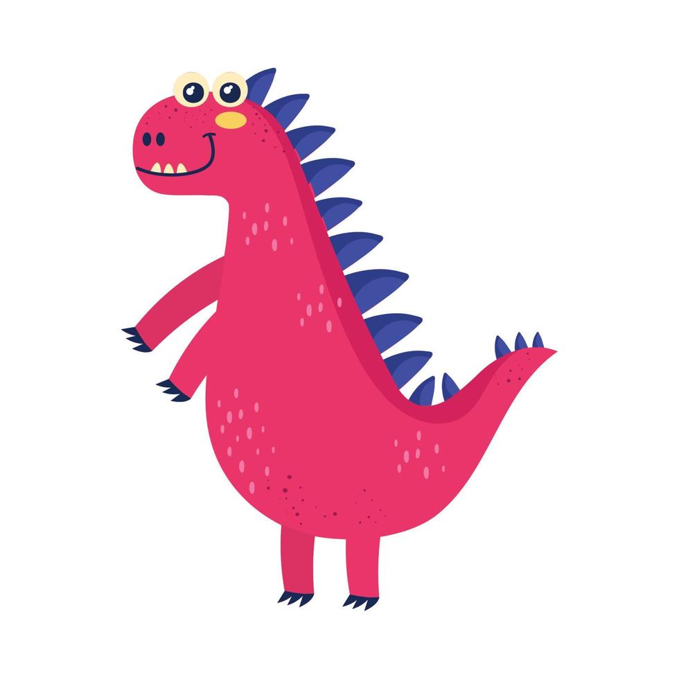 cute red dinosaur vector