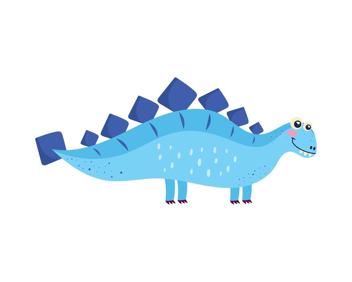 lindo dinosaurio color azul vector