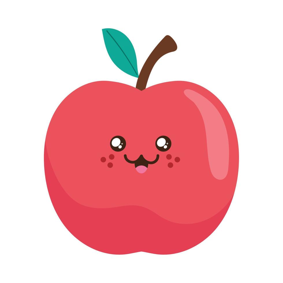 red apple kawaii character vector