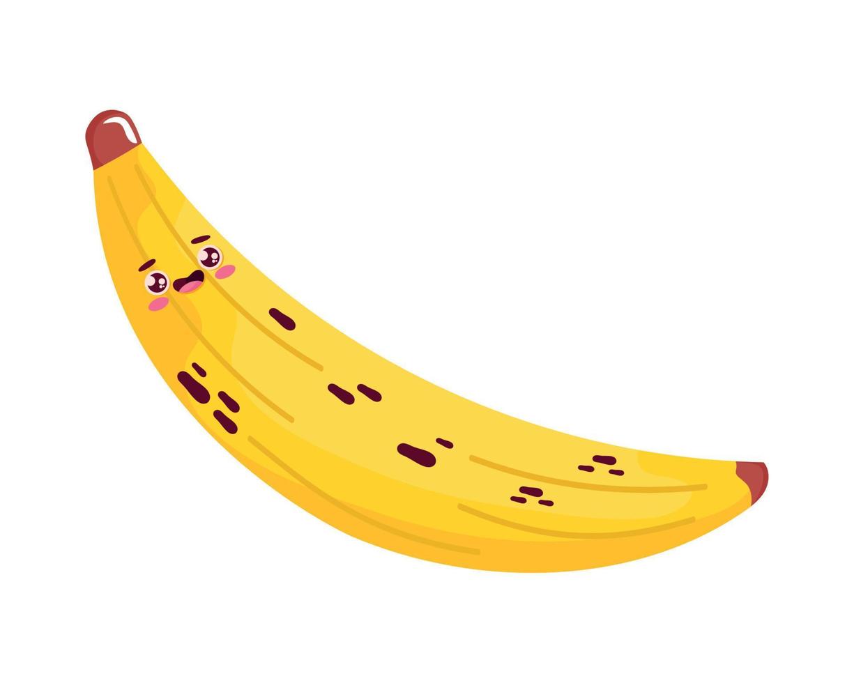 fresh banana fruit kawaii vector