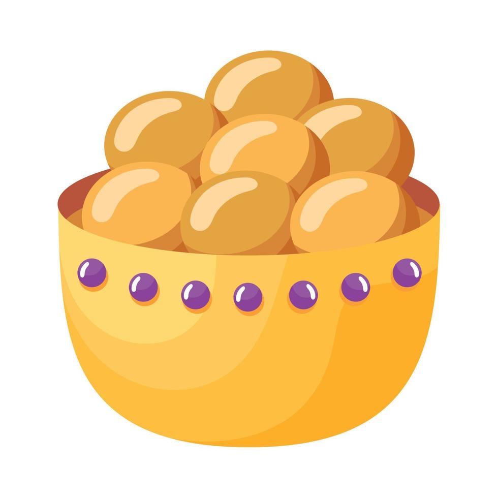 golden bowl with food vector