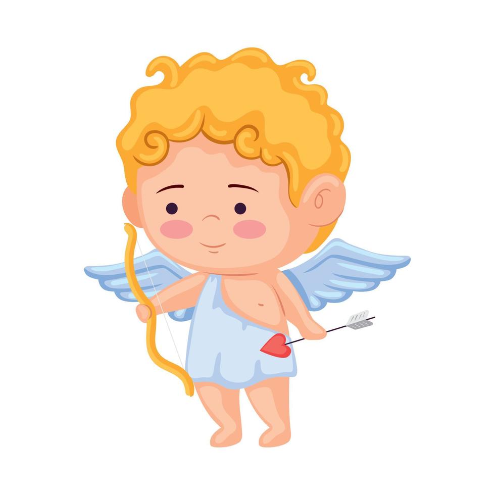 cupid angel with arch and arrow vector