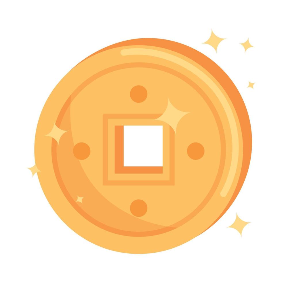 golden chinese coin vector