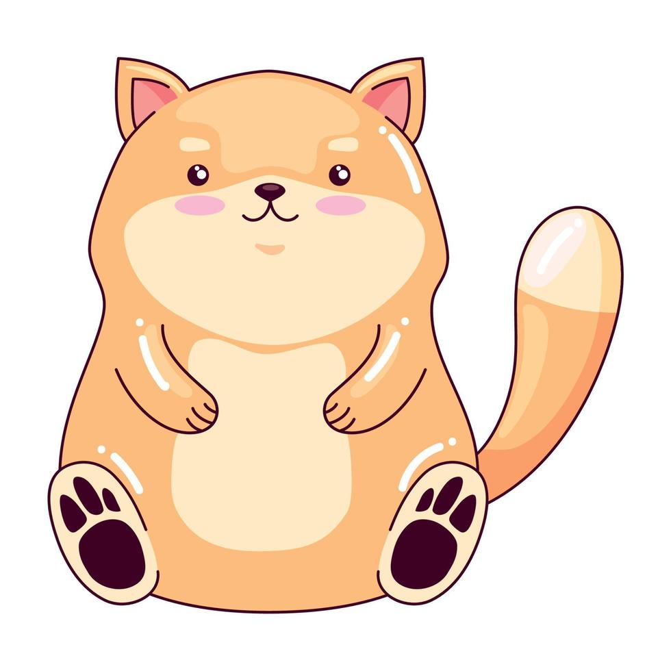 yellow cat kawaii animal vector