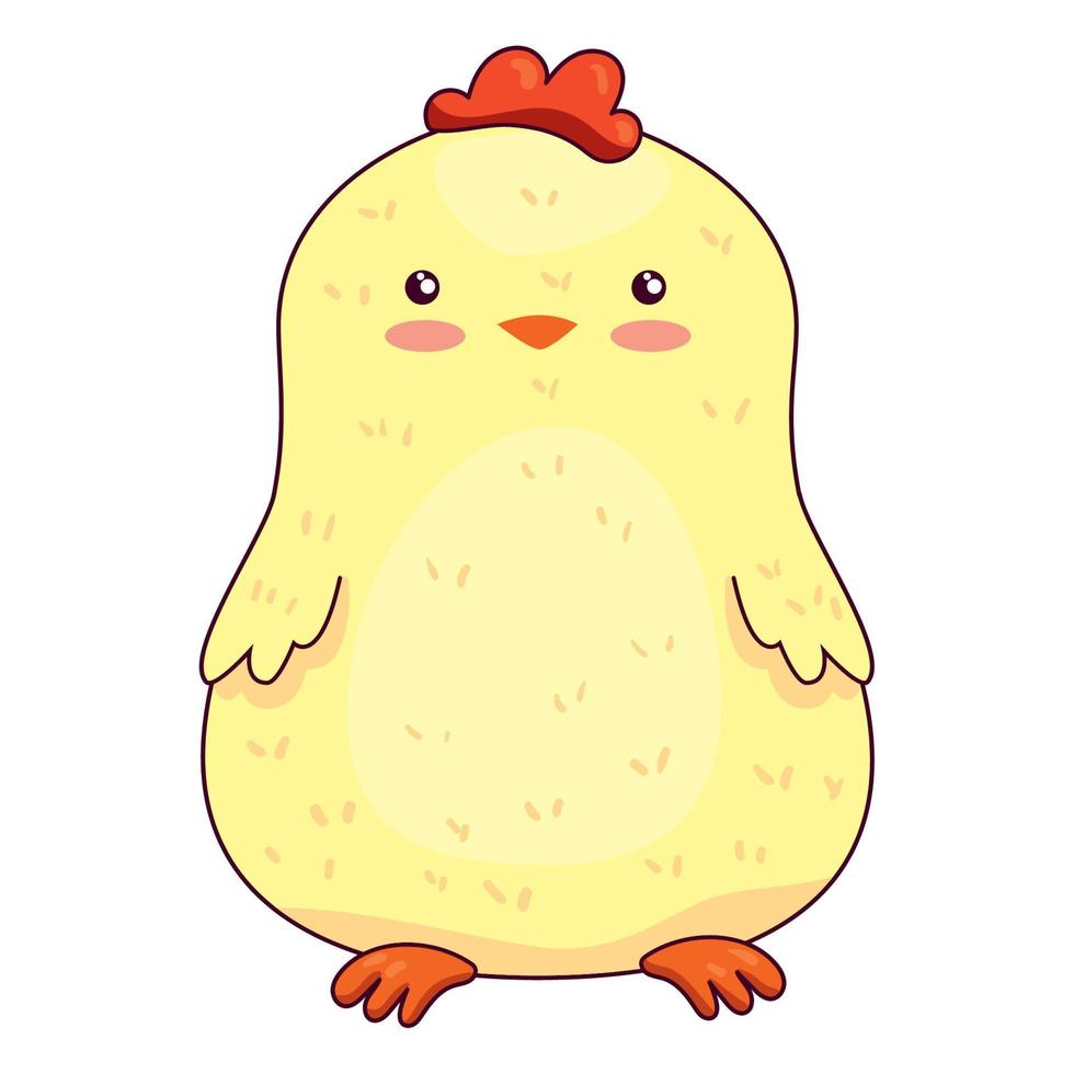 lindo pollito kawaii animal vector