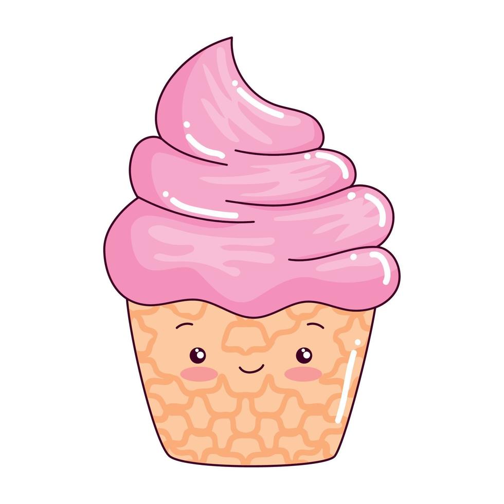 sweet cupcake kawaii vector