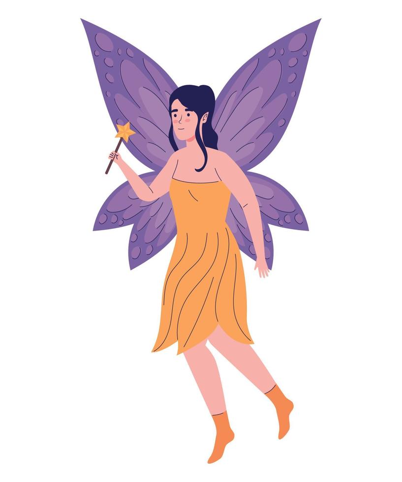 cute fairy with wand vector