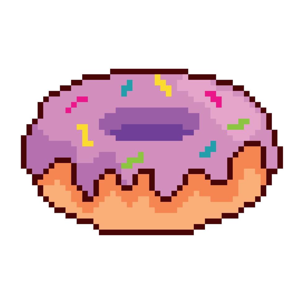 purple sweet donut pixelated vector