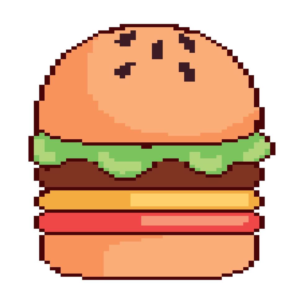 hamburger fast food pixelated vector