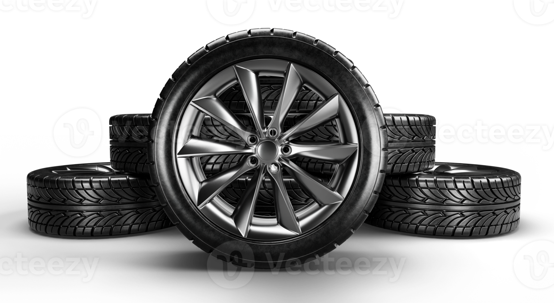 Car wheel isolated on transparent background. 3D rendering illustration png