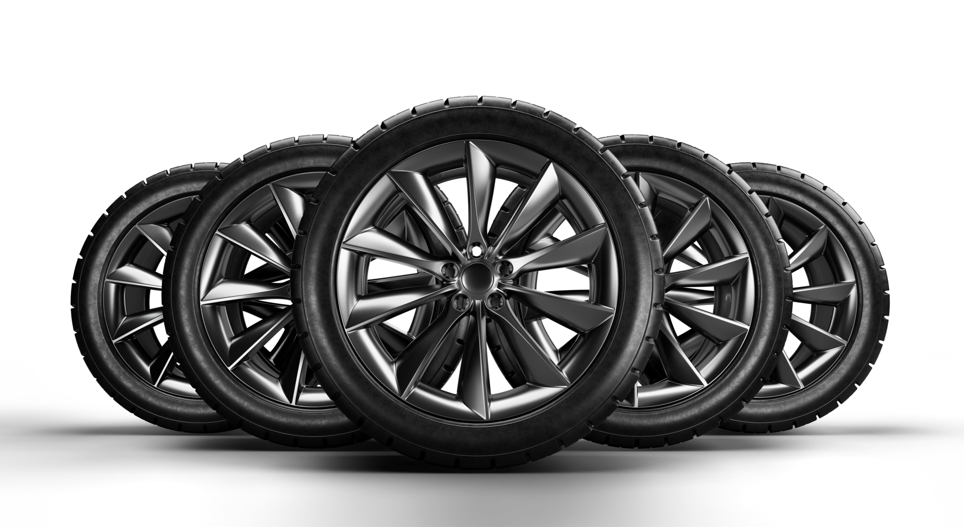 Set of car wheels on transparent background. 3D rendering illustration 16763044 PNG