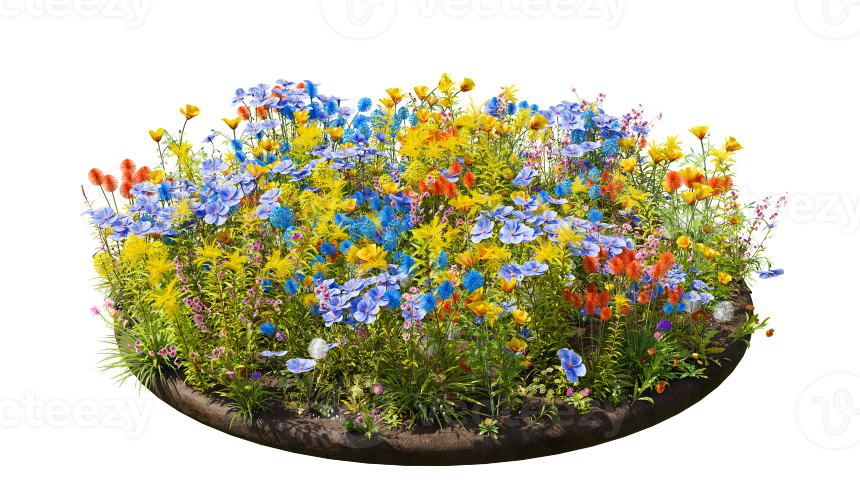 Cut out garden design isolated on transparent background. 3D rendering illustration png