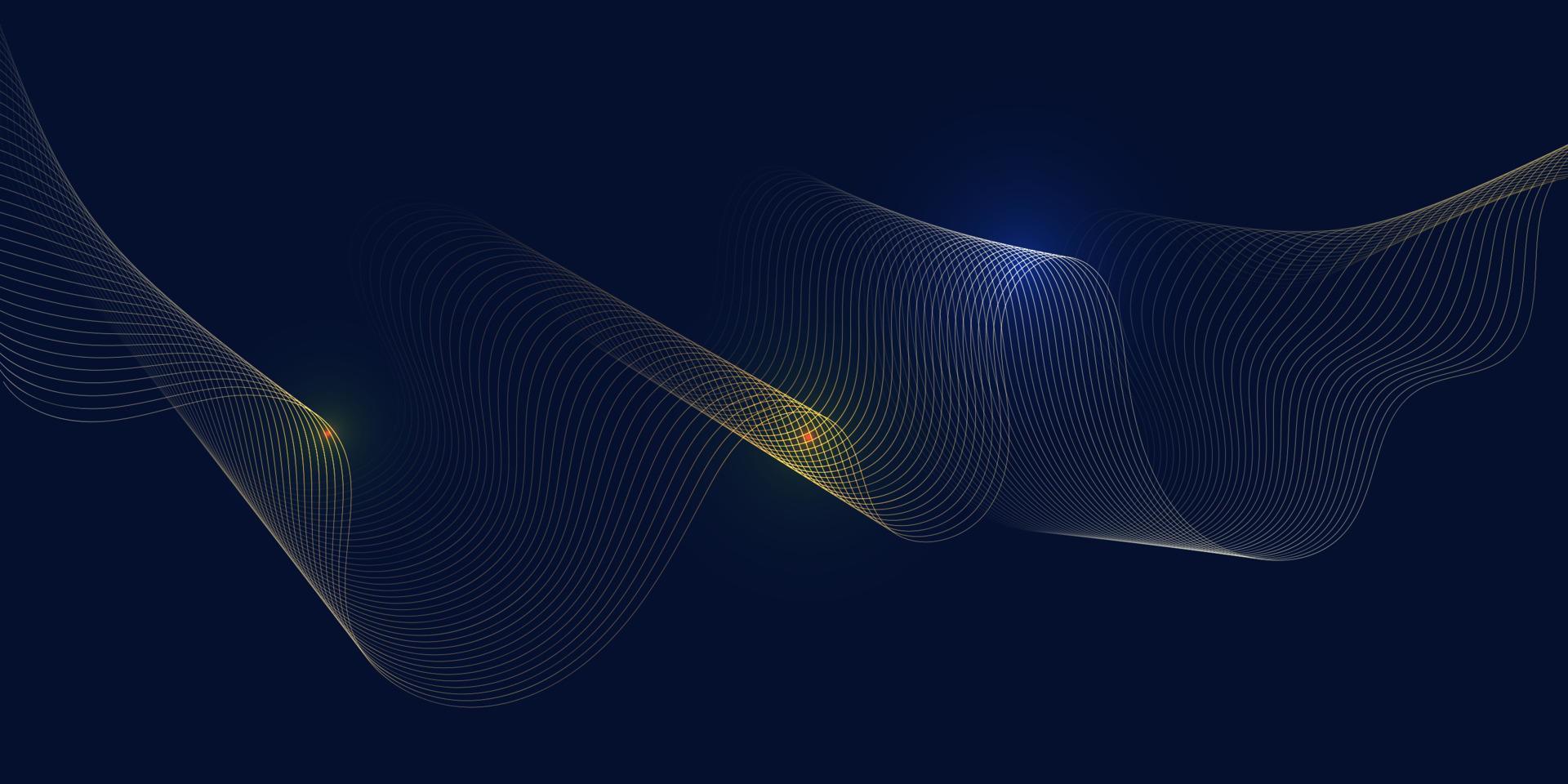 golden flowing waves banner design vector