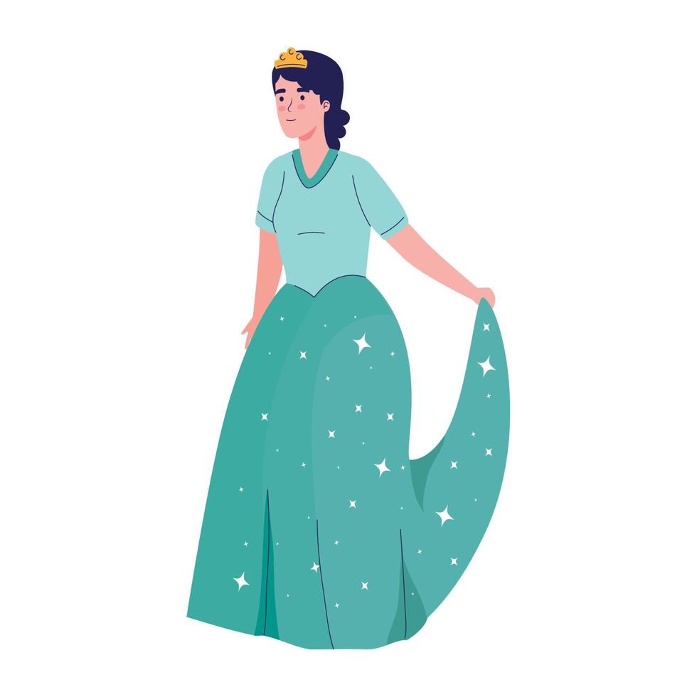 fairytale princess with crown vector