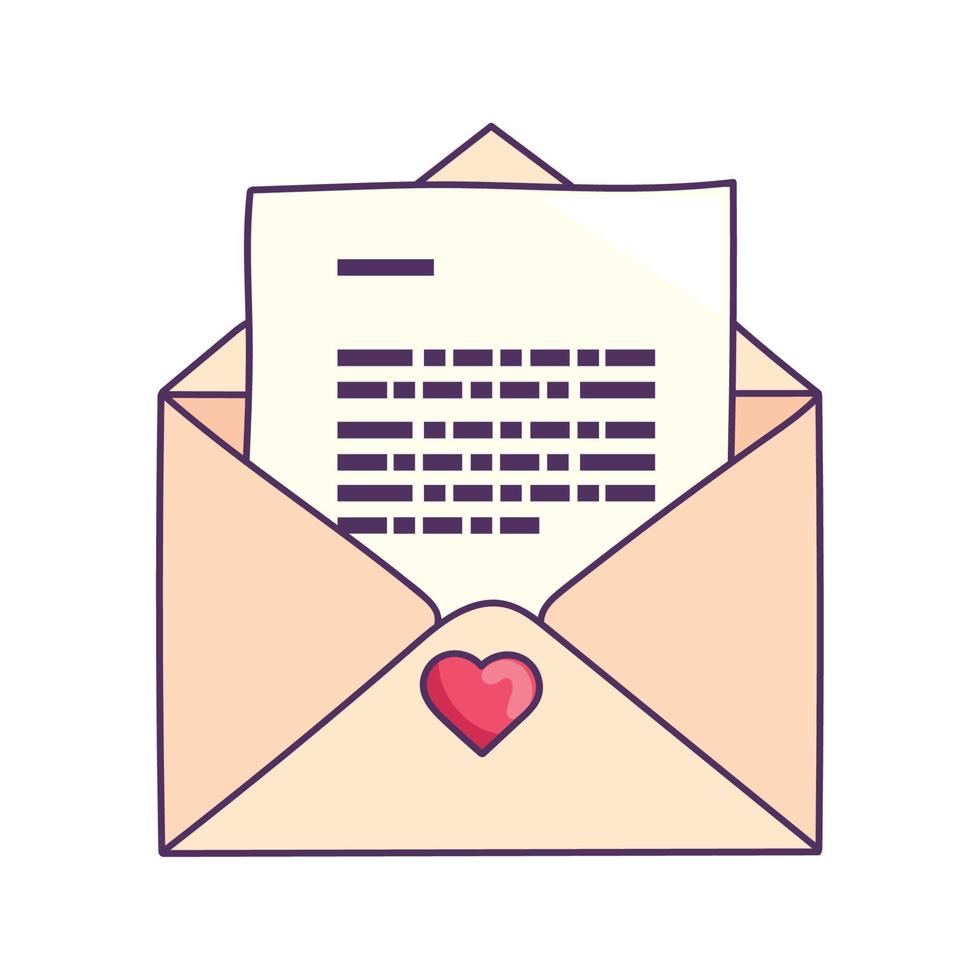 envelope open with heart vector