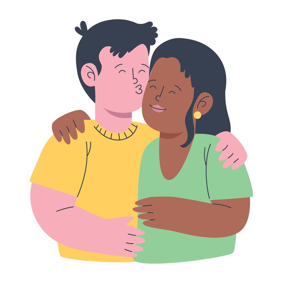 interracial lovers couple vector