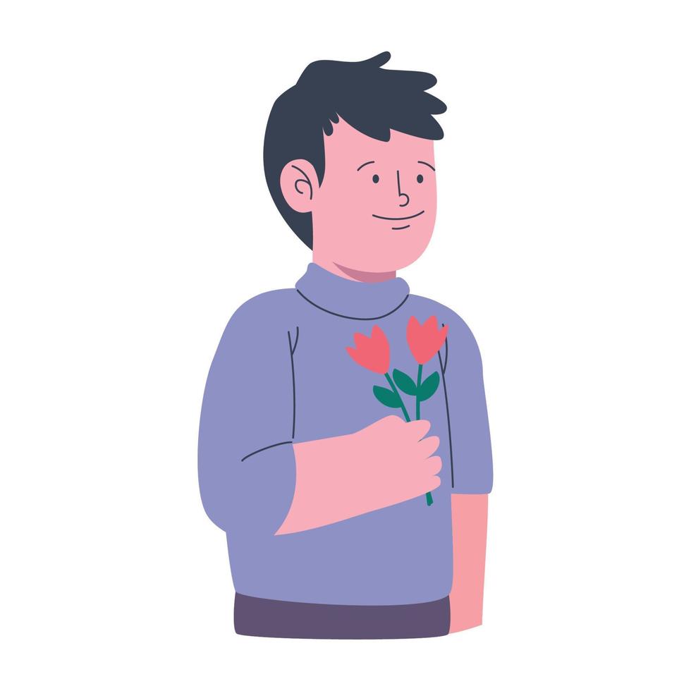 man with roses flowers vector