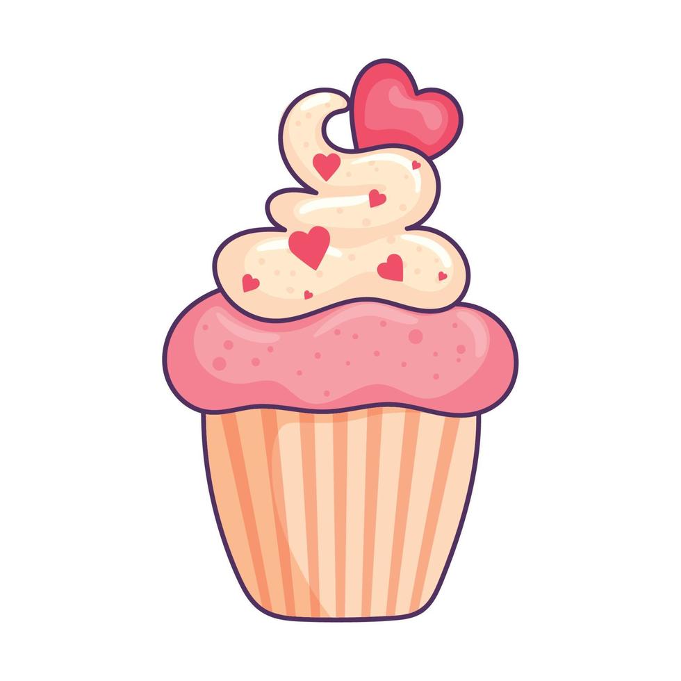 hearts in sweet cupcake vector