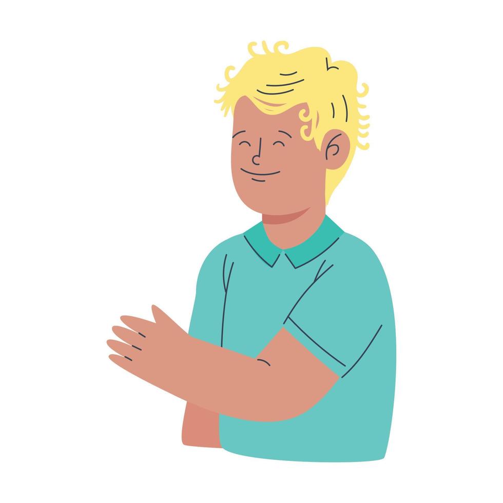 young blond man saludating vector