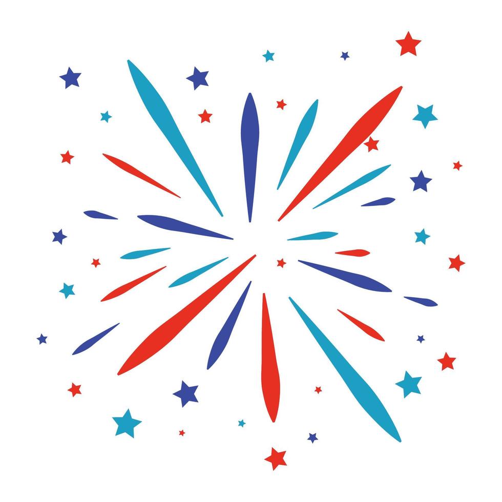 red and blue fireworks splash vector