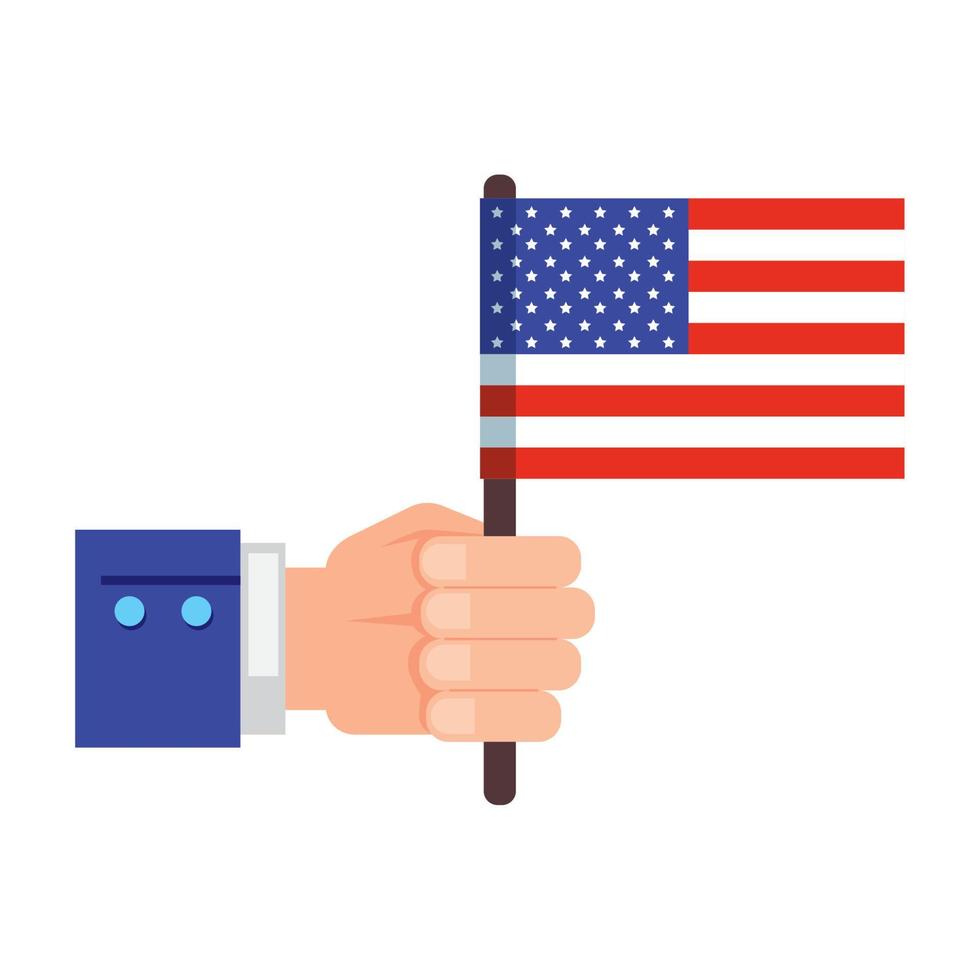 hand waving usa flag vector